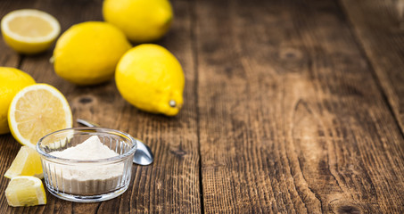 Lemon powder (fresh) as detailed close-up shot, selective focus)