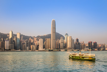 Fototapeta na wymiar Central area of Hong Kong looking from the opposite side of Victoria harbor