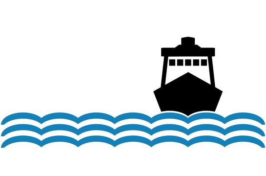 Schiff Symbol mit Wellen und Textfreiraum