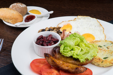Breakfast with fried eggs