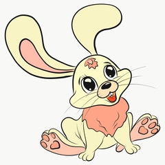 A little hilarious rabbit with long ears