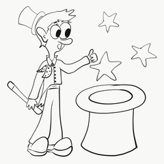 Funny surprised magician, funny coloring