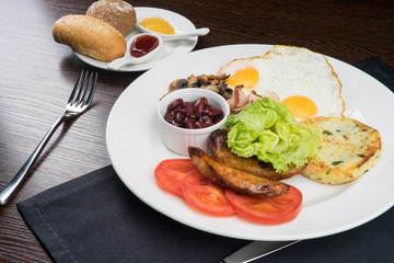 Breakfast with fried eggs