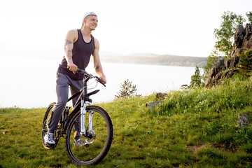 Man travelling on a bicycle