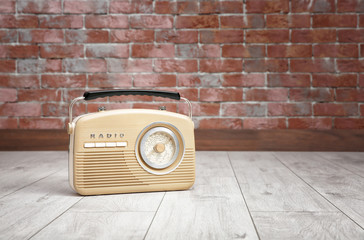 Retro radio on table