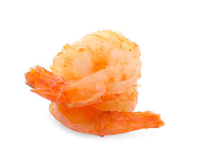 Delicious grilled shrimps on white background