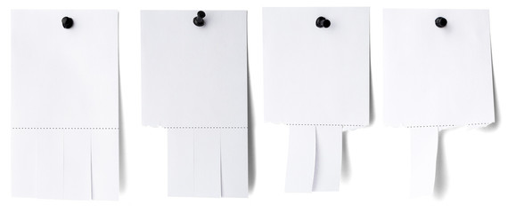 Blank white paper with tear off tabs