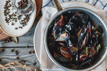 Delicious seafood mussels with with sauce