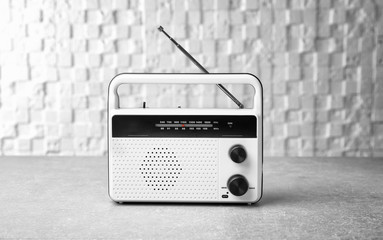 Retro radio on light background