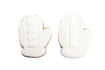 Christmas homemade gingerbread cookie on white