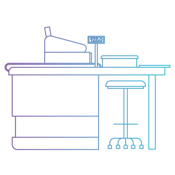 supermarket paypoint with cash register in degraded purple to blue color contour