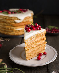 Honey nut ginger and carrot cake decorated with cranberries and rosemary. Perfect Christmas baked goods that you want to eat!)