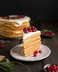 Honey nut ginger and carrot cake decorated with cranberries and rosemary. Perfect Christmas baked goods that you want to eat!)