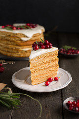 Honey nut ginger and carrot cake decorated with cranberries and rosemary. Perfect Christmas baked goods that you want to eat!)
