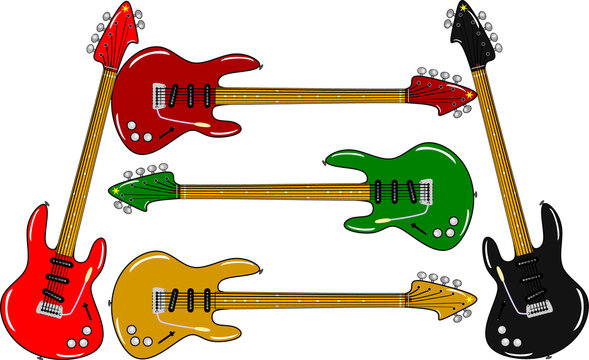 E-Gitarren in unterschiedlichen Farben