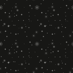 Fototapeta premium Seamless pattern of snowflakes on a black background
