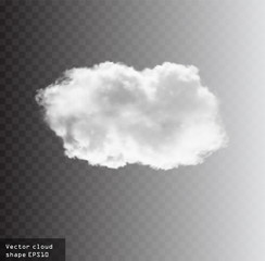 White vector cloud isolated over transparent background