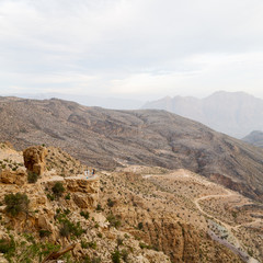 in oman  the old mountain gorge and canyon the deep cloudy  sky