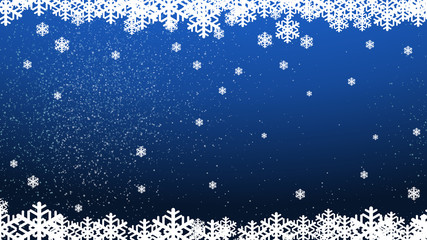 Snowflakes on winter season with blue background with copyspace for place the text.For merry christmas and happy new year paper art style.Vector illustration.