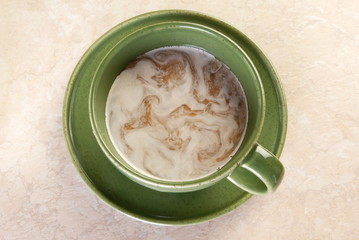Top view of an isolated cup of coffee   