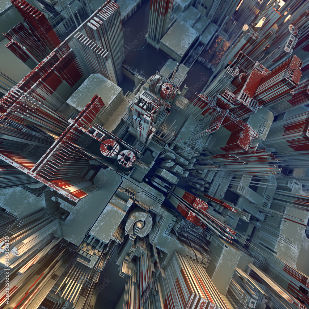 Poster abstract colored futuristic techno pattern. digital 3d illustration