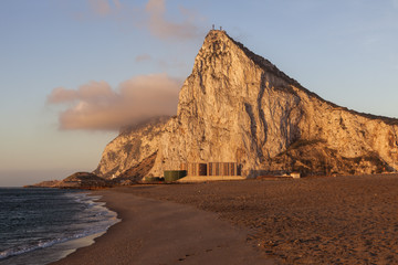Panorama of Gibraltar Rock at sunrise
