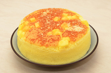 Delicious cheese cake on the table  