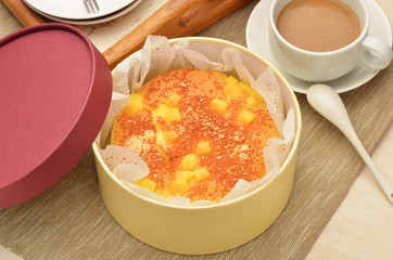 Delicious cheese cake on the table   