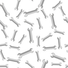Set of Metallic Wrench Grey Seamless Pattern