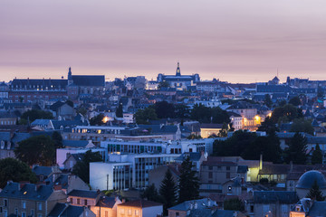 Panorama of Poitiers with city hall at sunset