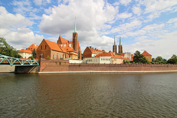Fototapeta premium Río Oder en Wroclaw, Polonia