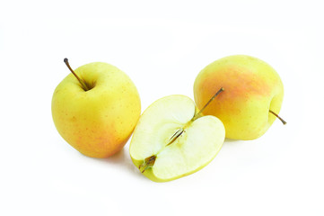 yellow apples on a white background.