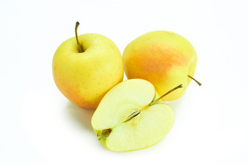 yellow apples on a white background.