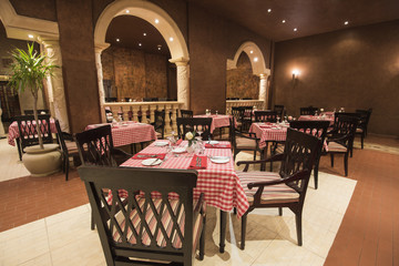 Interior design of a luxury hotel restaurant