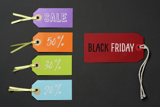 black friday and labels with different percentages