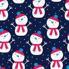 seamless snowman pattern vector illustration