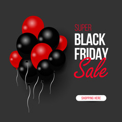 Black Friday, Big Sale, black air balloon, creative template on flat design