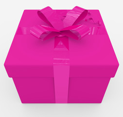 gift box - purple box, purple ribbon - isolated on white