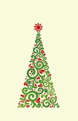 elegant Christmas tree with floral pattern