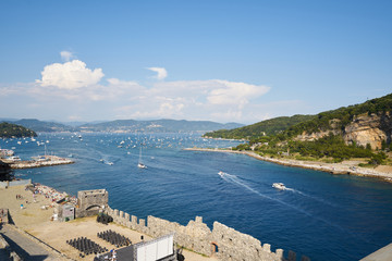 View of Portovenere beach from the Church of Saint Peter