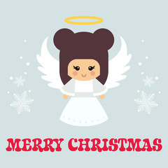 cartoon christmas angel with text vector