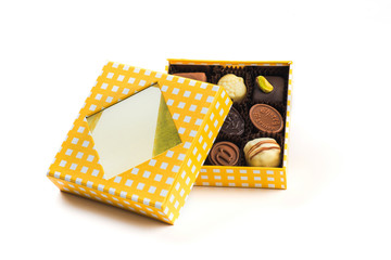 yellow chocolate praline gift box