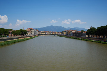 Obraz premium View of Pisa and Arno River from Ponte della Cittadella bridge