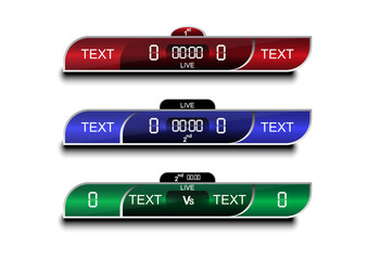 Scoreboard soccer design., Sport button element, Banners for football game, Vector, Illustration