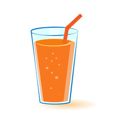 glass of carrot juice on white background