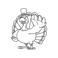 Turkey Cartoon Style for Thanksgiving or Drawing Book for Children