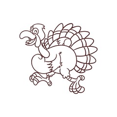 Turkey Cartoon Style for Thanksgiving or Drawing Book for Children