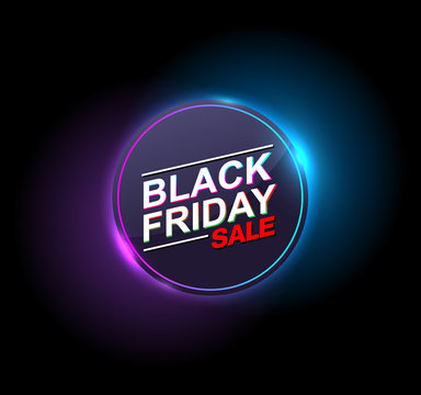 Black Friday Sale Neon Vector Banners. Illustration.