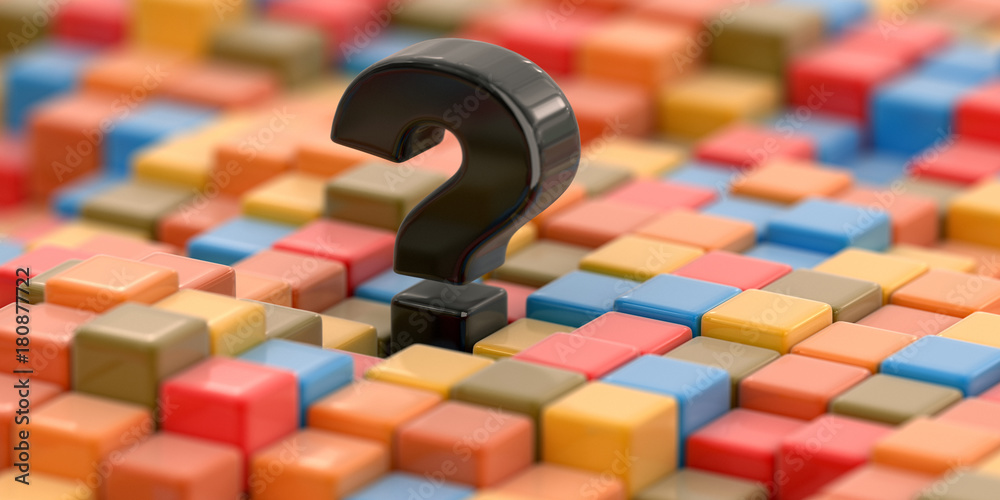 Poster abstract color cube block with question mark