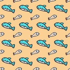 art cute fish seamless pattern illustration background